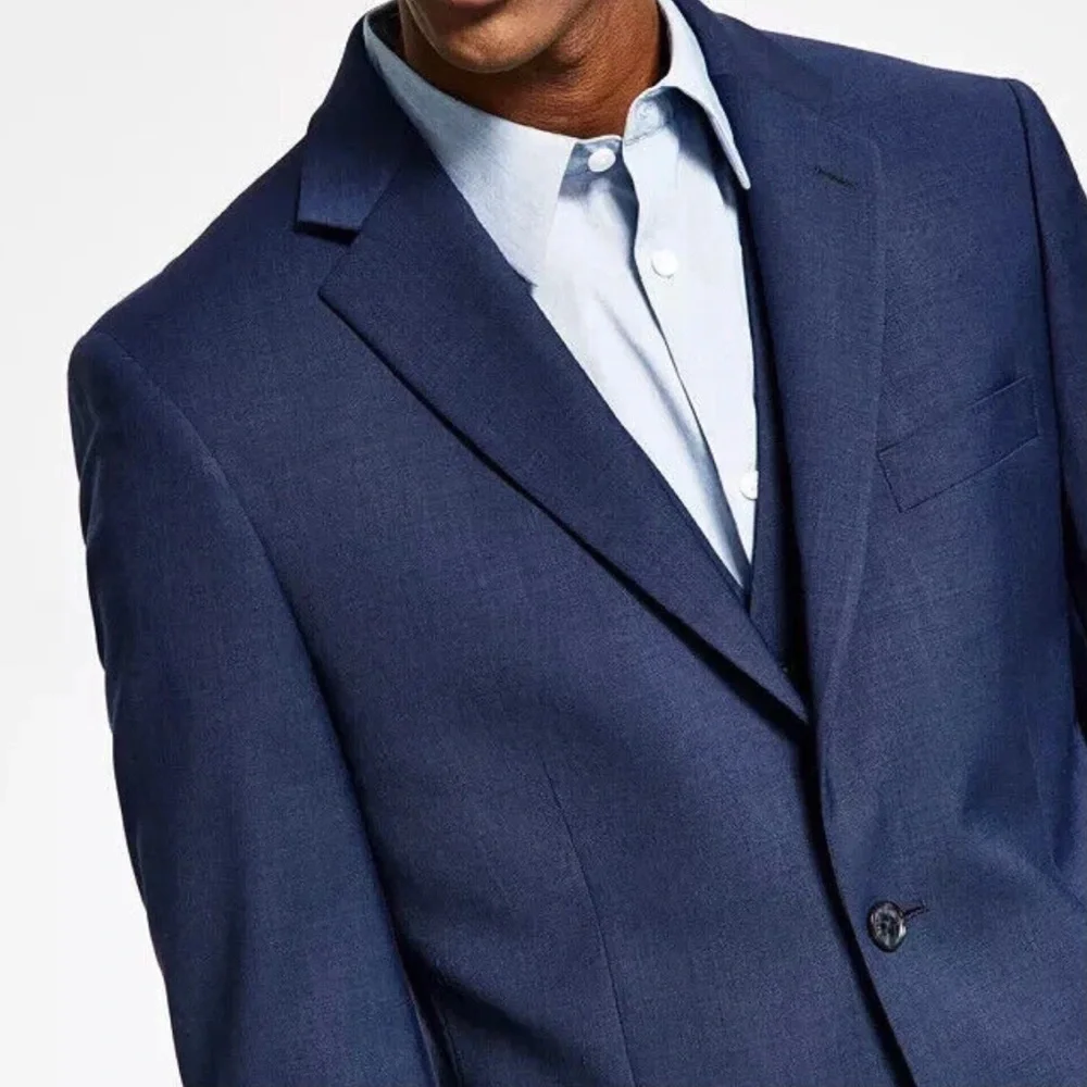 Tommy Hilfiger Men Blazer Size 41 Regular THFLEX Blue Wool Blend 2 Button Jacket